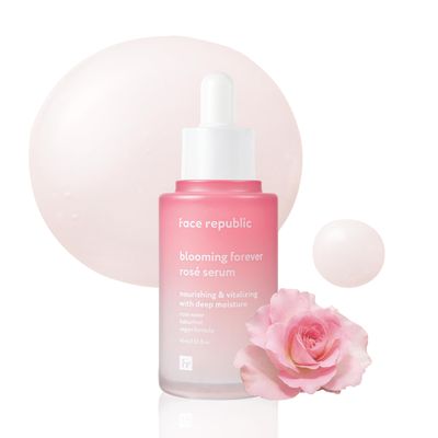 Face Republic Blooming Forever Ros Serum 45ml 1.52 fl oz | Damask Rose, Bakuchiol | Revitalizing &amp; Rejuvenating | Wrinkle Care | Firm and Elastic Skin | Vegan Korean Skincare
