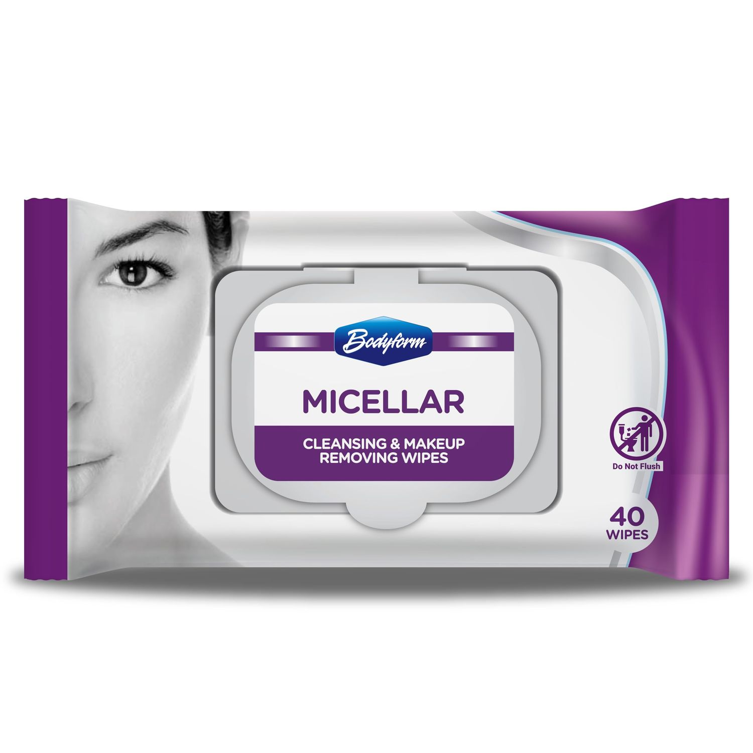 Bodyform Hydrating Micellar Cleansing &amp; Makeup Removing Wipes (40 Counts Pack Of 1) - Gentle Facial Cleansing with Micelle Technology