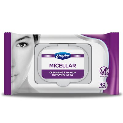 Bodyform Hydrating Micellar Cleansing &amp; Makeup Removing Wipes (40 Counts Pack Of 1) - Gentle Facial Cleansing with Micelle Technology