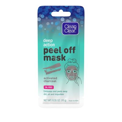 Clean &amp; Clear Deep Action Cleansing &amp; Exfoliating Peel Off Face Mask with Activated Charcoal Oil-Free, 1 Single Use Mask