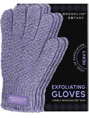 Brooklyn Botany Exfoliating Gloves for Bath and Shower - Heavy Duty Exfoliating Body Scrubber for Massage and Dead Skin Remover for Body - 2 Pairs