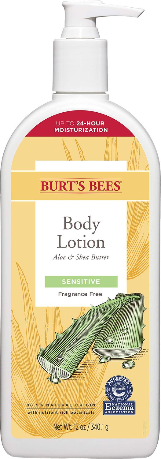 Burt&#39;s Bees Body Lotion for Sensitive Skin with Aloe &amp; Shea Butter, 12 Oz (Package May Vary)