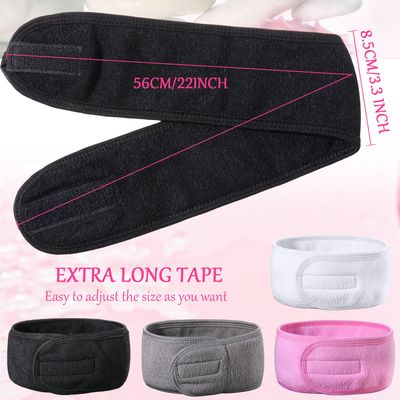 24 Pcs Spa Facial Headband Spa Headband Bulk Skincare Headband Adjustable Face Wash Headband with Tape Terry Cloth Stretch Headband for Make Up Washing Face Shower Facial Mask Yoga