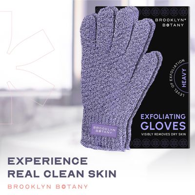 Brooklyn Botany Exfoliating Gloves for Bath and Shower - Heavy Duty Exfoliating Body Scrubber for Massage and Dead Skin Remover for Body - 2 Pairs