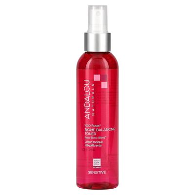 Andalou Naturals Toner, 1000 Roses Biome Balancing Facial Toner, Refreshing &amp; Gentle on Sensitive Skin, Rose-Biotic Blend to Help Protect &amp; Strengthen Skin Barrier, 6 Fl Oz Spray