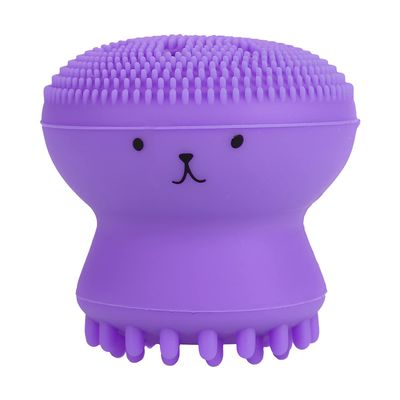 Facial Cleansing Brush Jellyfish Exfoliating Face Brush Handheld Massaging Cute Small Octopus Shape Facial Scrubber Spin Cleanser Massage Baby Shampoo Brush Exfoliate Skin for Men Women(prpura)