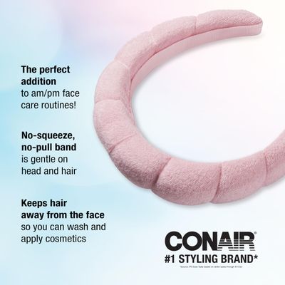Conair Spa Makeup and Face Washing Headband - Bubble Design - Pink