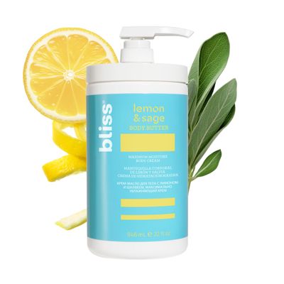 Bliss Body Butter - Lemon and Sage Body Butter - Maximum Moisture Cream - 32 Fl Oz - Body Lotion for Dry Skin - Long-Lasting Moisturizer for Women &amp; Men - Vegan &amp; Cruelty-Free