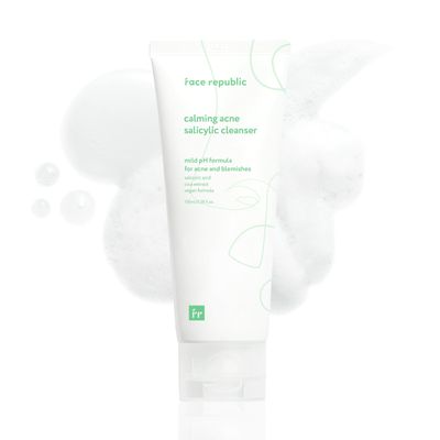 Face Republic Calming Acne Salicylic Cleanser 100ml 3.38 fl oz | Acne Care, Low pH Gel Foam | Calming, Clarifying, Oil Control | Salicylic Acid, Centella Asiatica, Tea Tree | Vegan Korean Face Wash