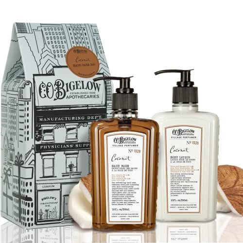 C.O. Bigelow Apothecary Duo - Coconut Hand Care, Hand Soap &amp; Lotion Gift Set of Two - Skin Care for Dry Skin with Moisturizing Lotion &amp; Liquid Hand Wash - 10fl oz Each