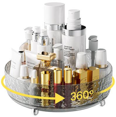 A-LuGei Water Ripple 11&quot; Black Makeup Organizer Countertop,Rotating Perfume Organizer, Bathroom Organizer and Storage, Skincare Organizer, Lazy Susan for Vanity Cabinet Dresser Bathroom