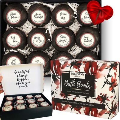 Bath Bombs for Women Relaxing with Inspirational Messages, 12 Natural and Organic Bath Bombs with Essential Oils &amp; Skin Moisturizing Shea Butter. Graduation Gift, Appreciation Gift for Wife Girlfriend