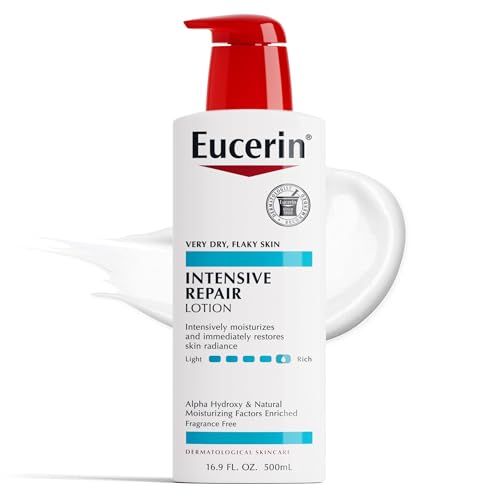 Eucerin Intensive Repair Body Lotion for Dry Skin with Alpha Hydroxy, Body Moisturizer for Very Dry Skin, Moisturizes, Exfoliates and Conditions, Paraben Free and Fragrance Free, 16.9 Fl Oz Bottle