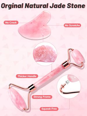 Gua Sha Face Roller Tools: Jade Roller Facial Tools for Skin Care - Facial Massager for Face, Eyes, Neck, Relieve Fine Lines and Wrinkles