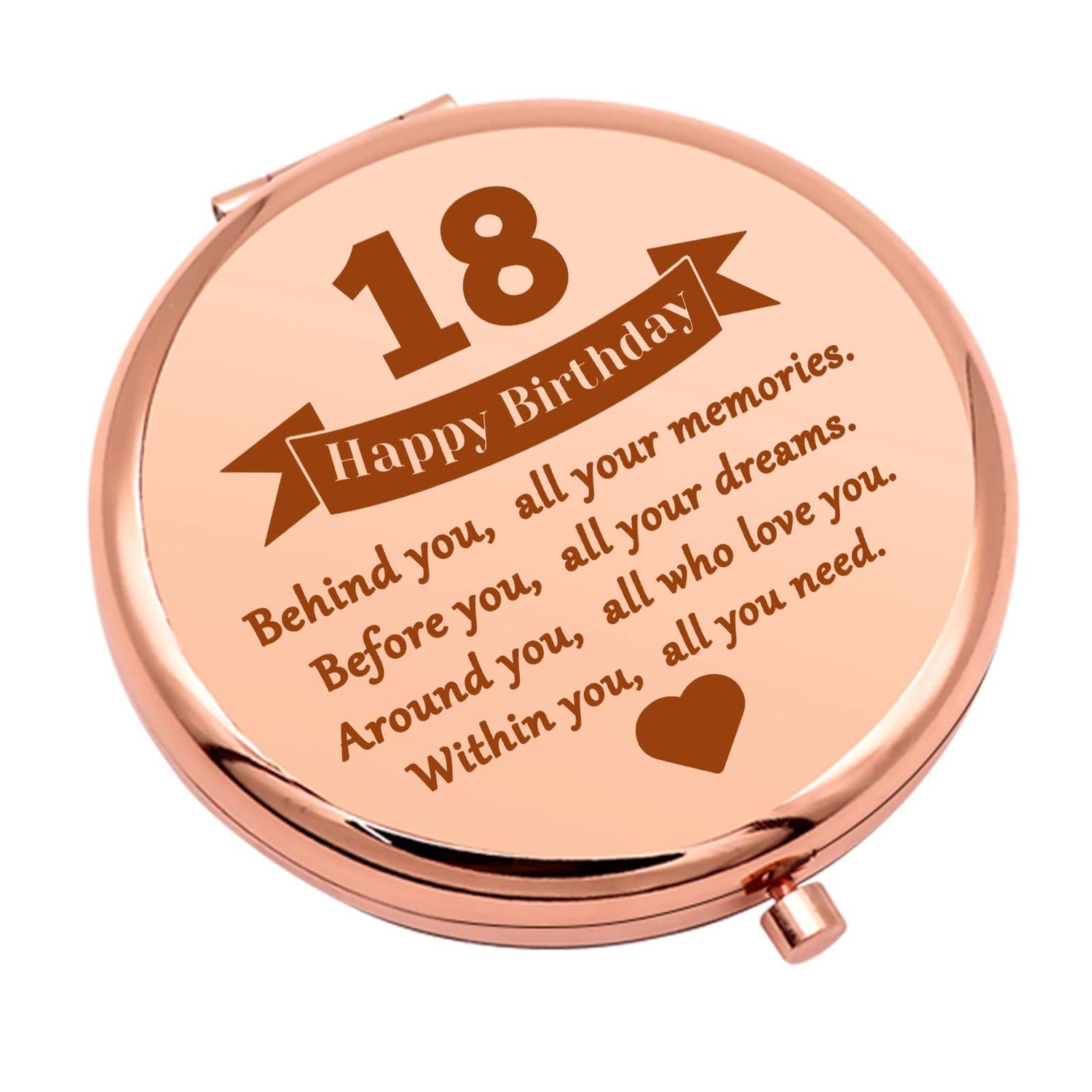 18th Birthday Gifts for Girls Happy 18th Birthday Gift for Sister Friend Daughter 18 Year Old Girl Birthday Gift Compact Makeup Mirror for Niece Coming of Age Gift for Girls Folding Makeup Mirror