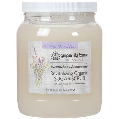 Ginger Lily Farms Botanicals Revitalizing Organic Sugar Scrub, All-Natural Skin Exfoliating Sugar Crystals, 100% Vegan &amp; Cruelty-Free, Lavender Chamomile, 64 oz.
