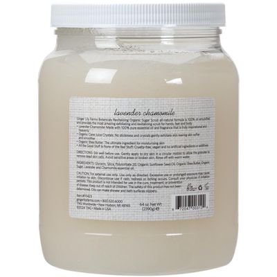 Ginger Lily Farms Botanicals Revitalizing Organic Sugar Scrub, All-Natural Skin Exfoliating Sugar Crystals, 100% Vegan & Cruelty-Free, Lavender Chamomile, 64 oz.