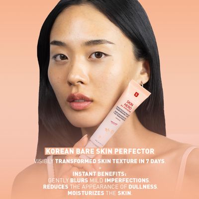 Erborian Skin Hero with White Ginseng, Facial Concealer and Makeup Primer - Non-Tinted Bare Skin Perfecting Face Moisturizer Smooths, Blurs &amp; Illuminates Skin - Silicone Free Korean Skincare