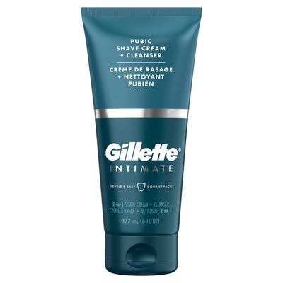 Gillette Intimate 2 in 1 Pubic Shave Cream + Cleanser, Gentle Formula, Formulated for Pubic Hair &amp; Skin, with Aloe, Paraben Free (177 ml)