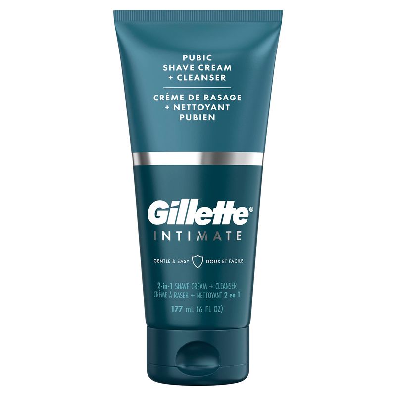 Gillette Intimate 2 in 1 Pubic Shave Cream + Cleanser, Gentle Formula, Formulated for Pubic Hair &amp; Skin, with Aloe, Paraben Free (177 ml)