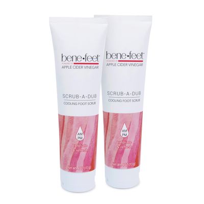 Benefeet Scrub-A-Dub Cooling Foot Scrub - Exfoliates + Refreshes Dry + Dull Skin, Get Smoother Skin from Heel to Toe, Made w/Vitamin E, Apple Cider Vinegar, Walnut Shell + Apricot Seed, 4 oz (2 Pack)