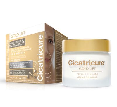 Cicatricure Gold Lift Night Cream, Anti Aging Facial Moisturizer, Hydrating Skin Care with Gold, Calcium &amp; Silicon to Lift and Tighten Face Contour Overnight, 1.7 Ounce