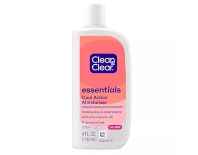 Clean &amp; Clear Essentials Dual Action Facial Moisturizer with Salicylic Acid Acne Medication to Treat Acne and Prevent Pimples, Oil Free Face Moisturizer Cream for Acne-Prone Skin, 4 oz
