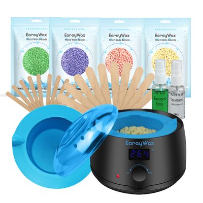 EarayWax Waxing Kit for Women Men, Wax Warmer Hair Removal at Home with Hard Wax Beads &amp; Silicone Pot, Suitable for Sensitive Skin Brazilian Bikini, Facial, Underarms, Legs, Full body