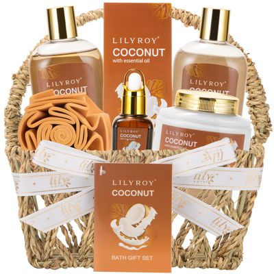 7 Pcs Bath and Body Gift Basket Set Spa Gift Basket Set for Women Men Valentines Day Gifts Christmas Gifts Mom Birthday Gift Mothers Day Fathers Day Gifts Bath Set Spa Kit Spa Gift Set for Women Gifts