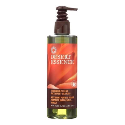 Desert Essence Thoroughly Clean Face Wash with Sea Kelp, Tea Tree Oil, Nourishing Castile Soap, Coconut Oil &amp; More - Gently Remove Dirt &amp; Impurities Without Drying Skin - Vegan, Sulfate Free - 8.5oz