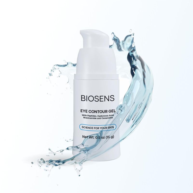 BIOSENS - Eye Care Gel with Peptides, Niacinamide, Hyaluronic Acid, Vitamin E, Ceramides | Reduces the appearance of circles under your eyes | Firming and Hydrating Under Eye Cream | Airless 0.5 fl oz