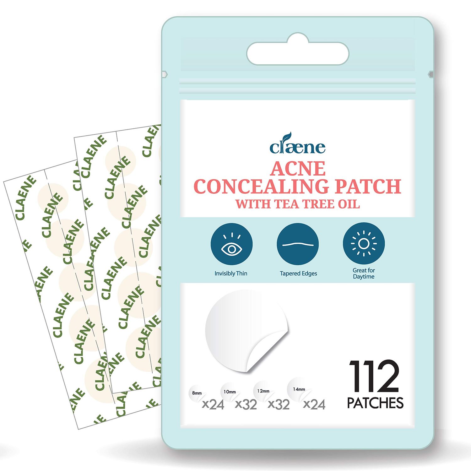 CLAENE Acne Patch Pimple Patch - Invisible | Cruelty-Free | Hydrocolloid | Blemish Spot | Facial Stickers | Acne Spot Dots | Pimple Free, For Face (112 Count (Pack of 1))