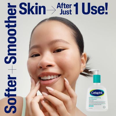 Cetaphil Gentle Exfoliating SA Cleanser, Foaming Gel Cleanser for All Skin Types, 8 Oz Pump Bottle, Salicylic Acid, Mandelic Acid &amp; Gluconolactone, Gently Exfoliates, Dermatologist Recommended Brand