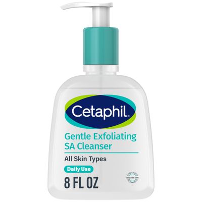 Cetaphil Gentle Exfoliating SA Cleanser, Foaming Gel Cleanser for All Skin Types, 8 Oz Pump Bottle, Salicylic Acid, Mandelic Acid &amp; Gluconolactone, Gently Exfoliates, Dermatologist Recommended Brand