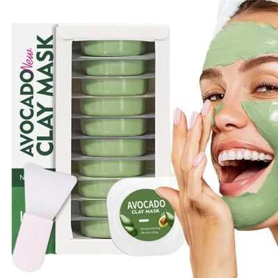 BSMKCL 10pcs*5g Avocado Clay Mask Set, Clay Mask Mud Mask, Moisturizing And Hydrating Skin, Blackhead Removal Men &amp; Women Face Mask Skin Care Rejuvenating Skin Facial Mask Travel Essential