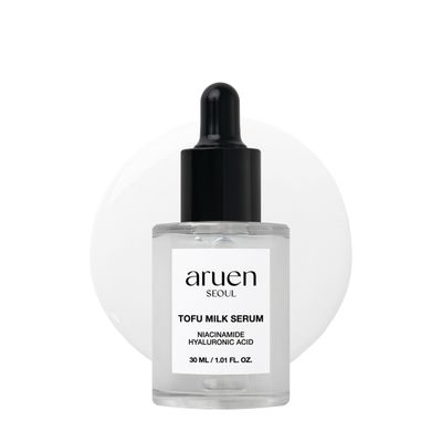 ARUEN Tofu Milk Serum, Niacinamide, Hyaluronic Acid, Vegan Retinol, Bakuchiol, 68% Soymilk, Soybean Essence, Korean Skin Care, Milky Texture, Fragrance-Free (1.01 fl.oz./30ml)