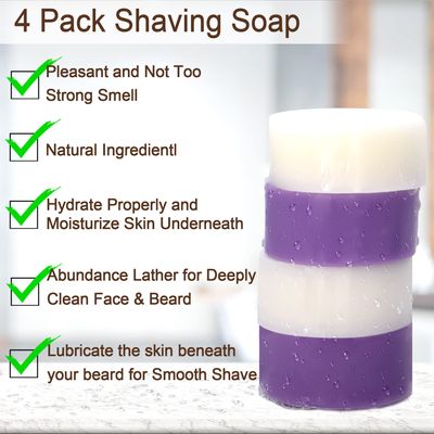 4 Packs Shaving Soap w/Shaving Bowl,Shaving Brush,Shaving Cream,Unqiue Gift Set Mens Shaving Kit for Christmas Stocking Stuffers for Him Boyfriend Dad Adult Husband Birthday Valentines Day