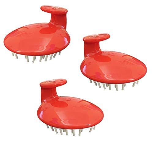 G.B.S Pack of 3 Shampoo Brush for Head Scalp, Red