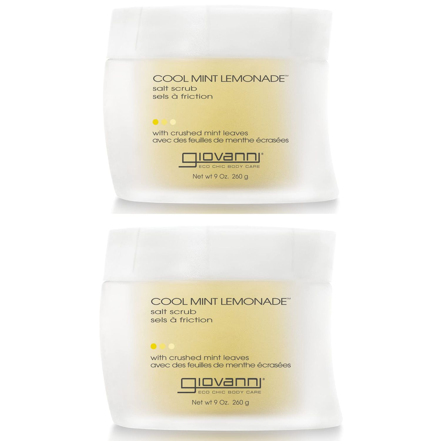 GIOVANNI Cool Mint Lemonade Salt Scrub - Salt Based Body Scrub, Gentle Body Exfoliant With Crushed Mint Leaves, Essential Oils, Aloe, Invigorating &amp; Energizing Mint &amp; Lemon Body Scrub - 9 Oz (2 Pack)