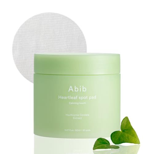 Abib Heartleaf Spot Pad Calming Touch 80 Pads | Korean Skincare Toner Pads for Face, Hydrating &amp; Refreshing, Redness Relief, Pore Care, Acne Treatment, Soothing Sensitive Skin, K-Beauty Essentials