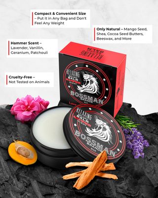 Bossman Relaxing Beard Balm - Beard Tamer, Relaxer, Thickener and Softener Cream - Beard Care Product - Made in USA (Hammer Scent)