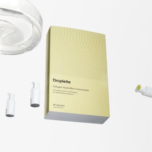 Droplette Collagen-Boosting Hydrofiller Refill Capsules - Rejuvenate, Hydrate, Plump, Lift Skin - Effective Rejuvenation for Most Skin Types with Collagen, Argireline, Vitamin C &amp; Turmeric (30 Count)