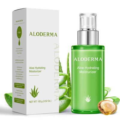 Aloderma 77% Organic Aloe Vera Hydrating Face Moisturizer for Soft and Nourished Skin - Light and Oil-Free Aloe Vera Moisturizer with Hyaluronic Acid for Soothing Hydration - Face Lotion, 3.5oz