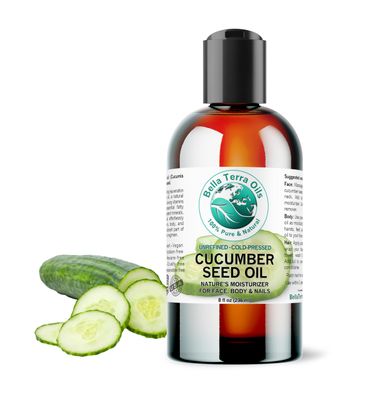 Bella Terra Oils - Cucumber Seed Oil 8 oz - Dive into Cucumber&#39;s Nutritional Treasure, Infused with Vitamins &amp; Omega-3, Seamless Addition to Skin Care Arsenal