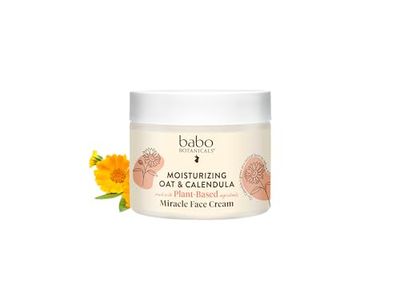 Babo Botanicals Moisturizing Oat &amp; Calendula Miracle Face Cream - Shea Butter - For Dry or Sensitive Skin - For all ages - Vegan