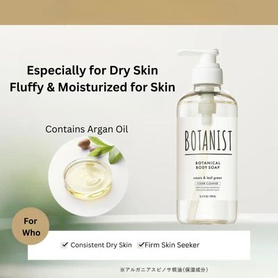 Botanist 2pk Moisturizing Body Wash/Soap Pump, Botanical Shower Gel for Sensitive Dry Skin, Natural &amp; Organic Japanese Skin Care, Cassis Leaf &amp; Leaf Green, Clear Cleanse, 16.5 Fl Oz/ 490mL