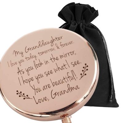 Granddaughter Gifts from Grandma, Sweet 16 Gifts for Granddaughter, to My Granddaughter Compact Mirror, Birthday Gift for Granddaughter, Graduation Gift for Granddaughter (Love Grandma)