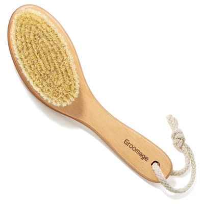 Groomage Dry Brush for Body, Dry Brush for Skin Care, Natural Bristle Exfoliating Brush, Body Brush for Skin Exfoliation, Cellulite, Lymphatic Drainage