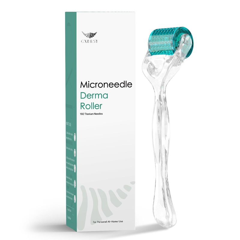 Derma Roller Microneedle, Titanium 192 Micro Needle Dermal Roller Face Beard Roller Home Use (Crystal Blue)