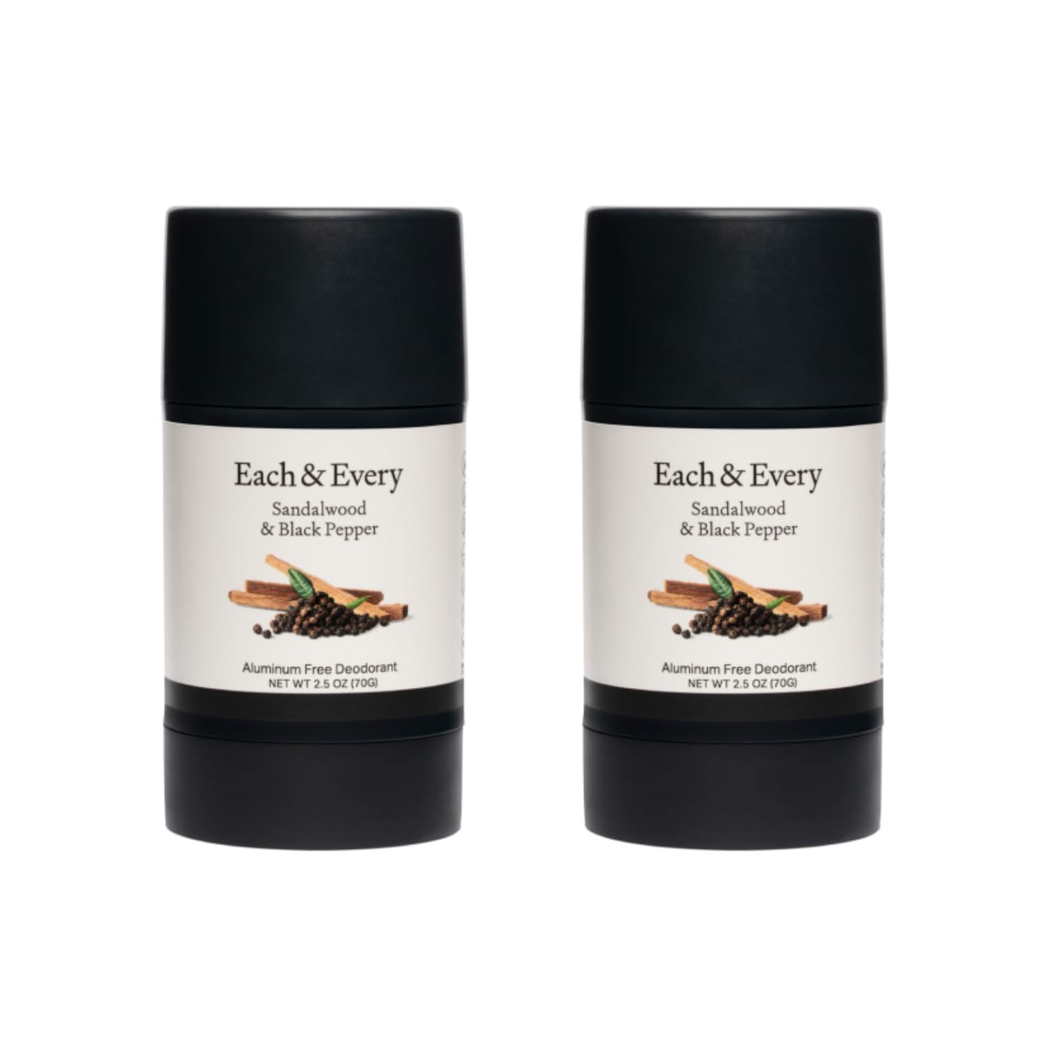 Each &amp; Every All Natural Deodorant for Men &amp; Women - Aluminum- Free, Sensitive Skin, Plant-Based, Baking Soda-Free, Long Lasting Odor Control - Sandalwood &amp; Black Pepper Travel Size Multipack, 2.5oz